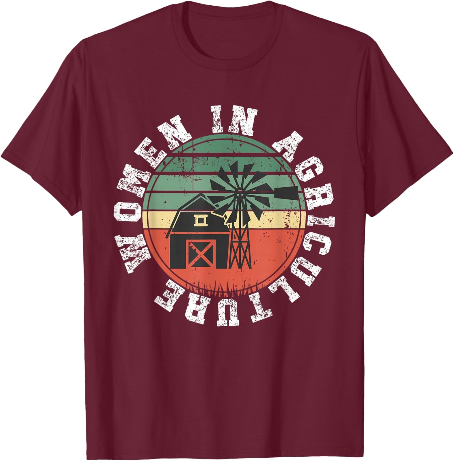 Women in Agriculture AG Vintage Support Farming Retro Female T-Shirt - T-Shirt | Maroon