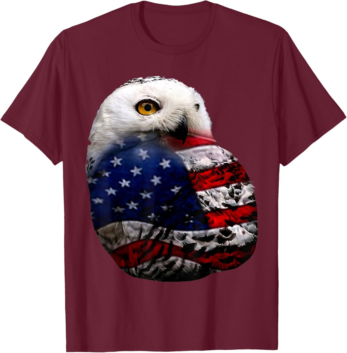 Owl flag outfit owl lovers bird lovers 4th of July T-Shirt - T-Shirt | Maroon