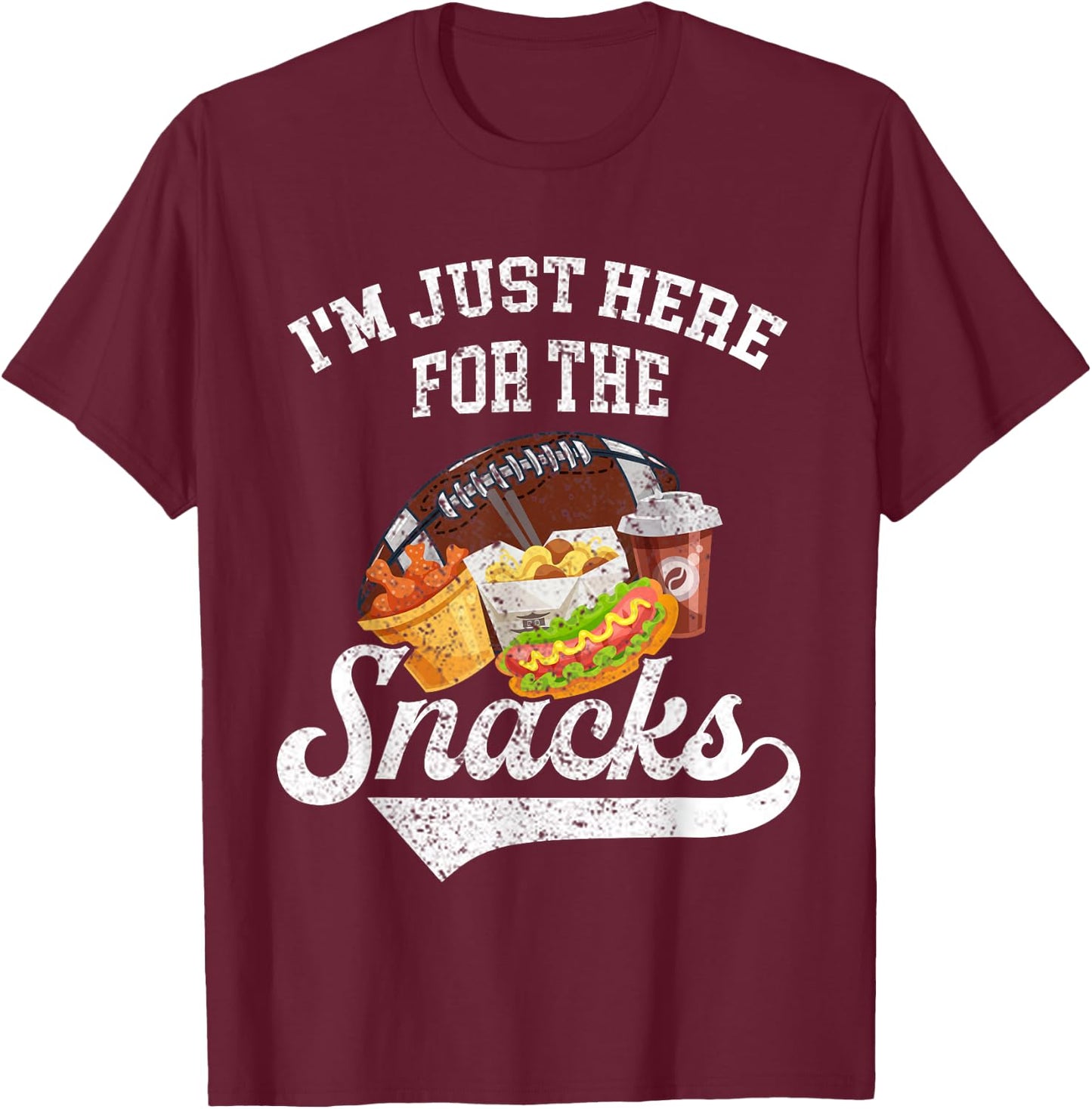 I'm Just Here For The Snacks Funny Fantasy Football Toddler T-Shirt - T-Shirt | Maroon