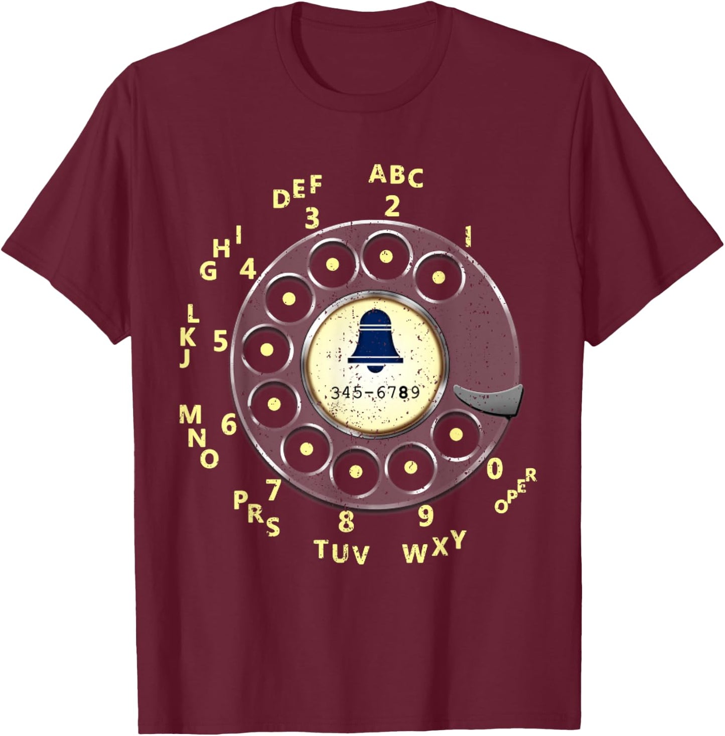 Vintage Retro Rotary Dial Telephone T-Shirt - T-Shirt | Maroon