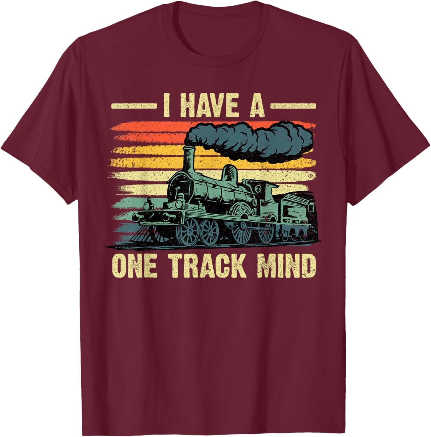 Train Gift Adult Train Lover Accessories & Stuff -Kids Kids Black Small Funny Train Art Women Kids Toddlers Railroad Lovers T-Shirt - T-Shirt | Maroon
