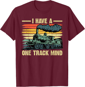 Train Gift Adult Train Lover Accessories & Stuff -Kids Kids Black Small Funny Train Art Women Kids Toddlers Railroad Lovers T-Shirt - T-Shirt | Maroon