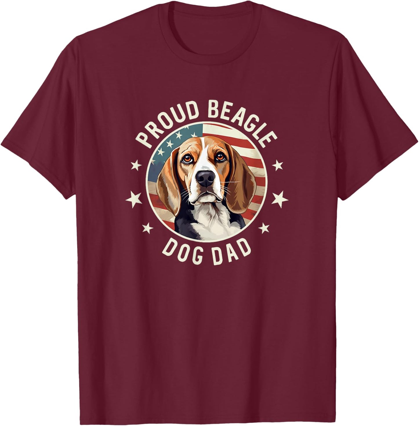 Beagle Gifts American Flag Proud Beagle Dog Dad T-Shirt - T-Shirt | Maroon