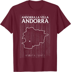 Andorra La Vella Andorra Country Capital City Flag Patriotic T-Shirt - T-Shirt | Maroon