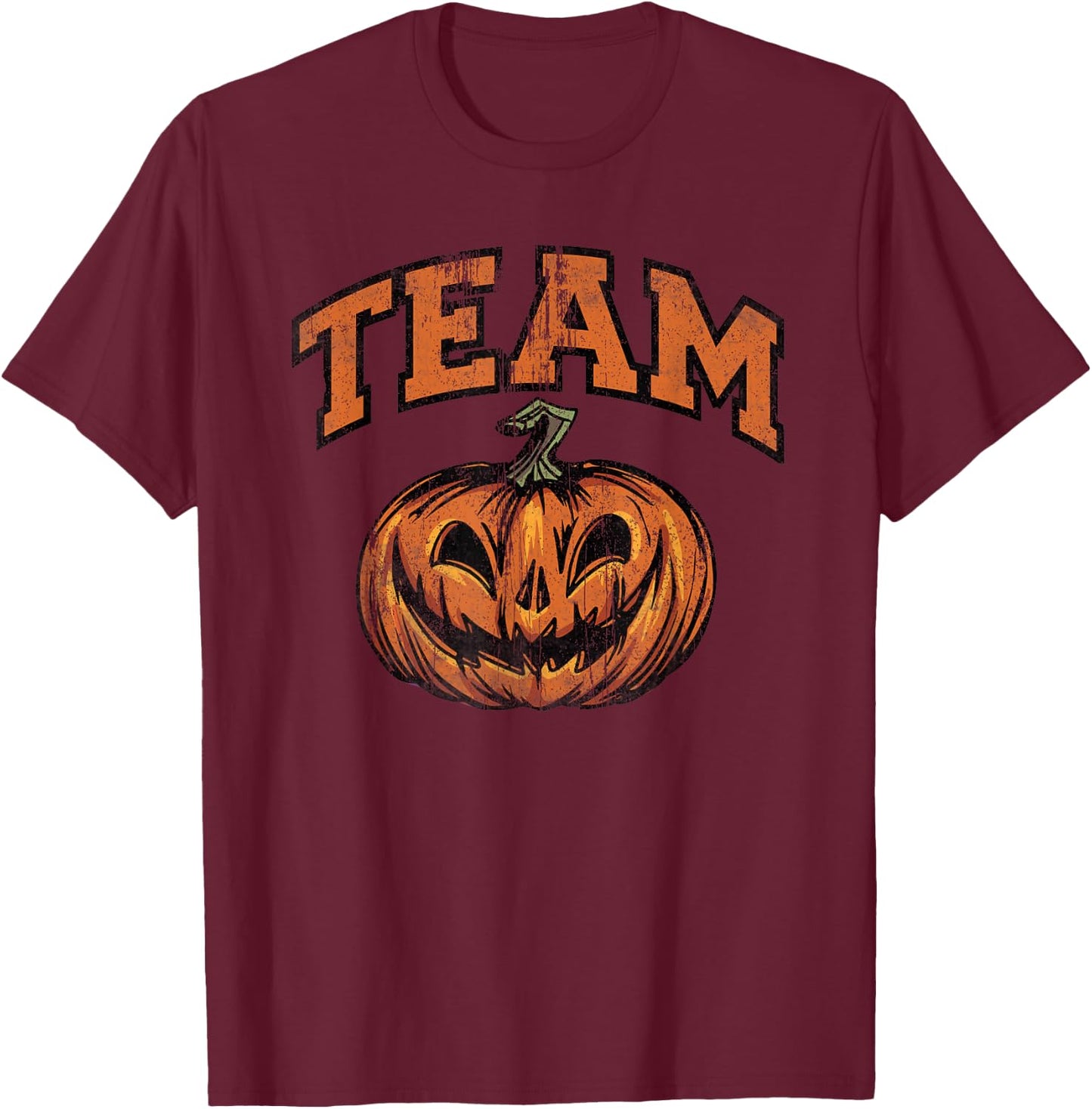 Retro Jack o Lantern Halloween Team Pumpkin T-Shirt - T-Shirt | Maroon