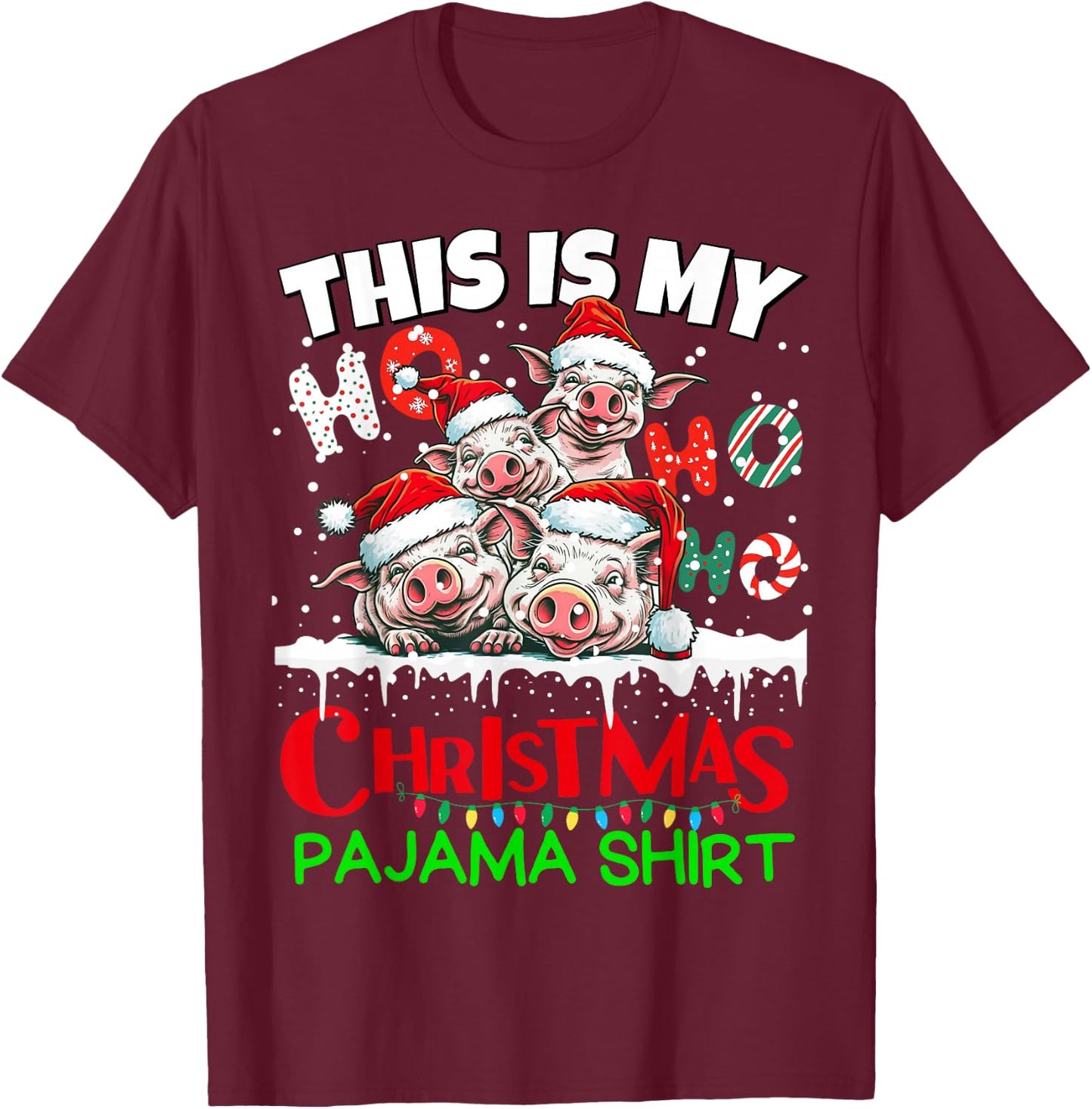 This is my Christmas Pajama shirt Pigs Santa for Kids T-Shirt - T-Shirt | Maroon