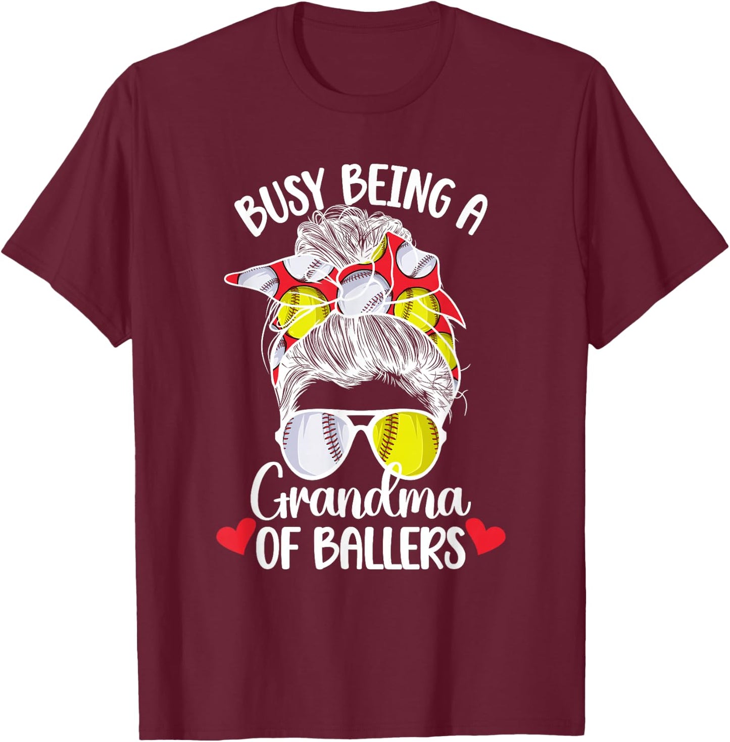 Grandma Of Ballers Softball Baseball Grandma T-Shirt - T-Shirt | Maroon