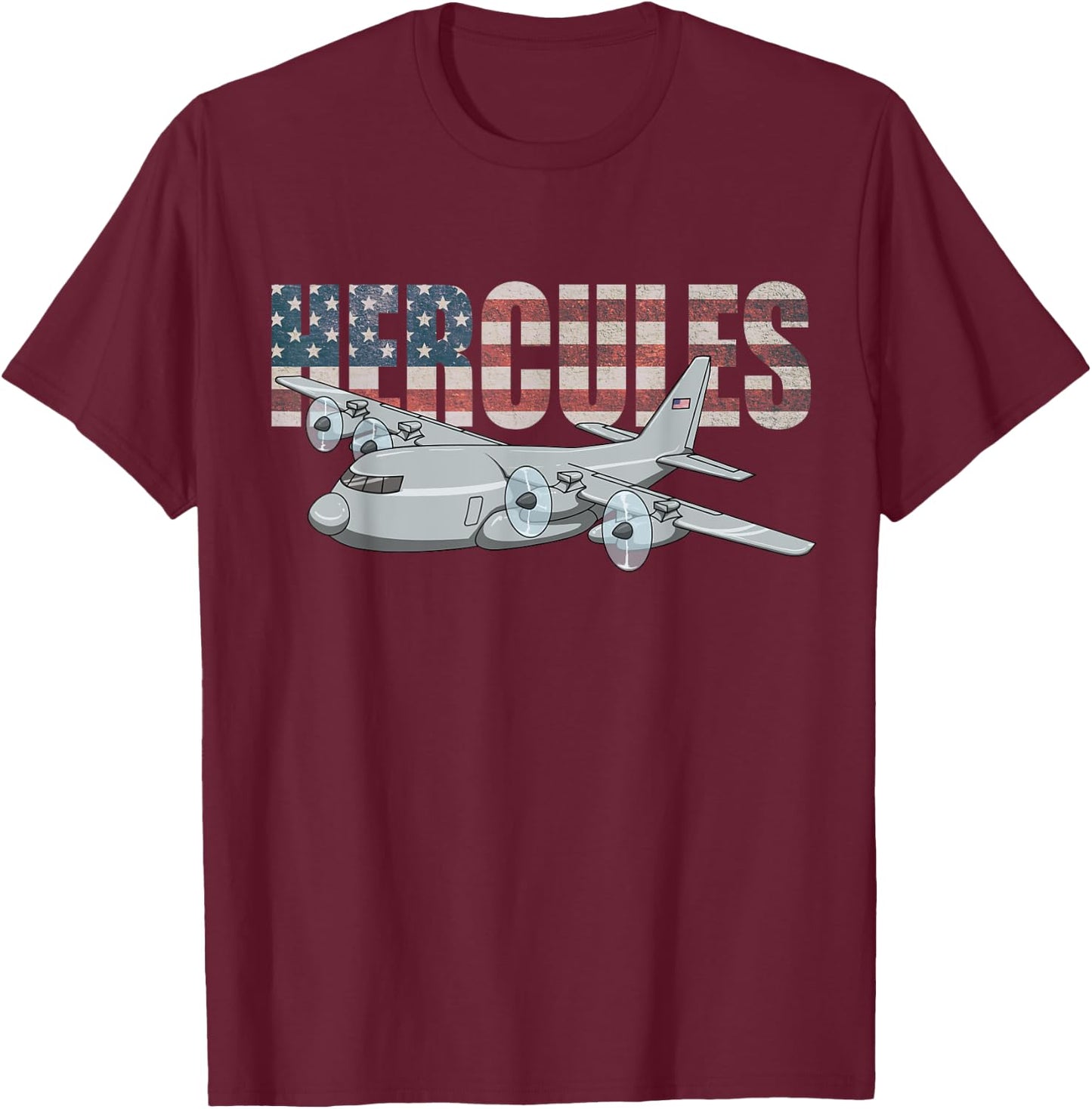 C-130 Hercules American Flag Military Airplane C130 T-Shirt - T-Shirt | Maroon