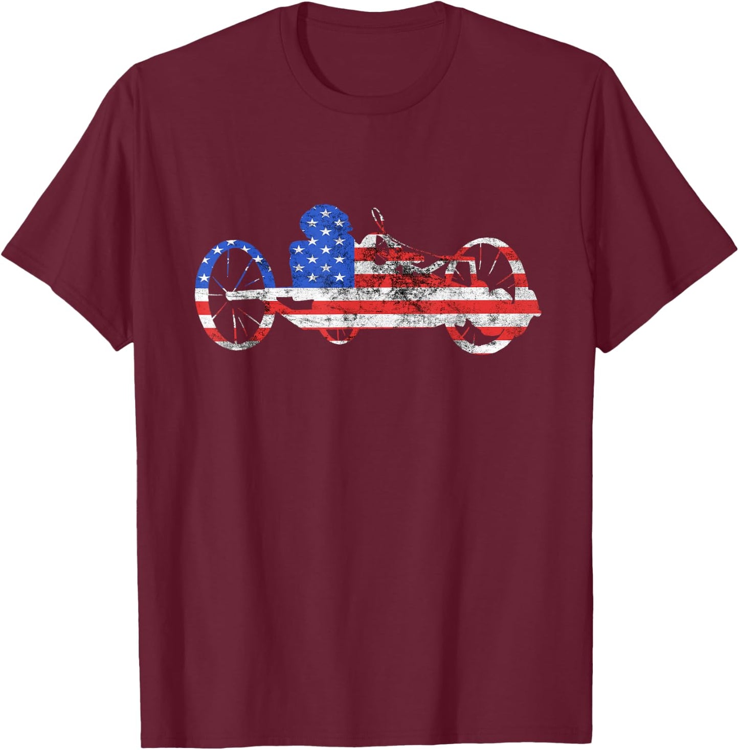 American Recumbent Trike USA Cycling Recumbent Bike Triker T-Shirt - T-Shirt | Maroon