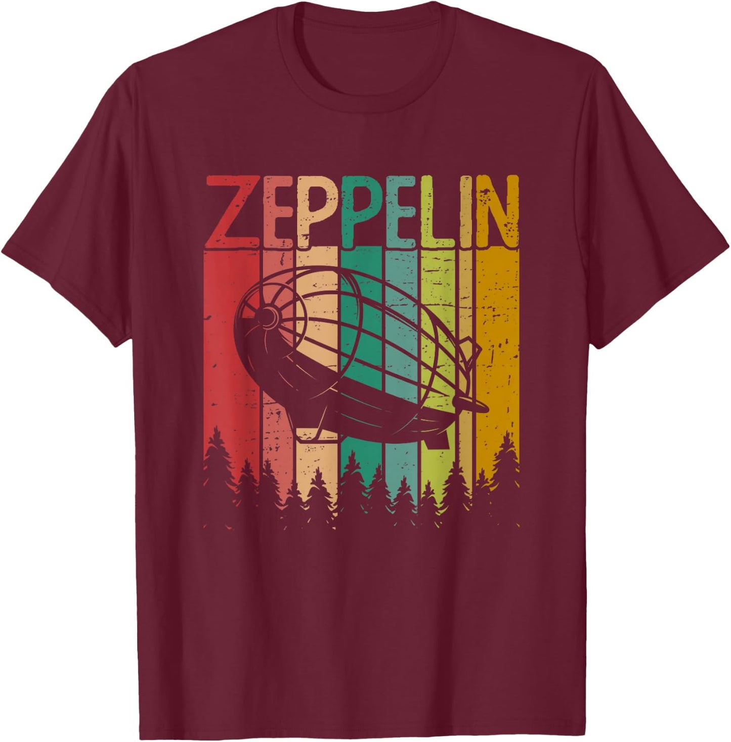 Retro Vintage Zeppelin 70s 80s Dirigible Airship T-Shirt - T-Shirt | Maroon
