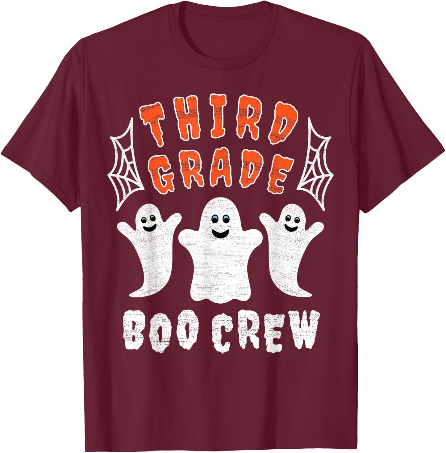 Third Grade Teacher Student Gift | Halloween Ghost Boo Crew Men Women Kids T-Shirt - T-Shirt | Maroon