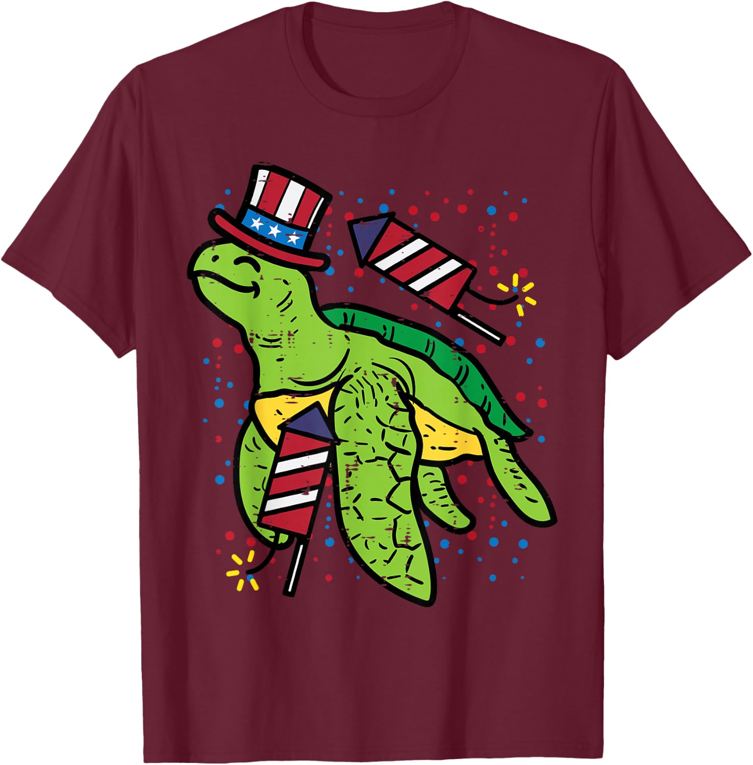 4th Of July Sea Turtle American Flag America Men Women Kids T-Shirt - T-Shirt | Maroon