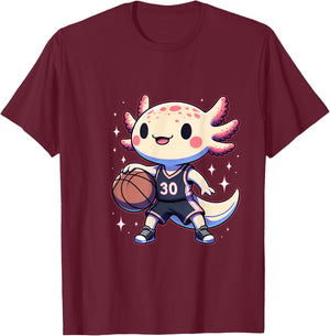 Funny axolotl basketball player boys girls T-Shirt - T-Shirt | Maroon