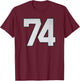 White Jersey Number 74 Athlete Sports Supporter Fanwear T-Shirt - T-Shirt | Maroon