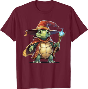 Turtle Tortoise Wizard T-Shirt - T-Shirt | Maroon