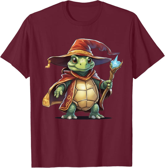Turtle Tortoise Wizard T-Shirt - T-Shirt | Maroon