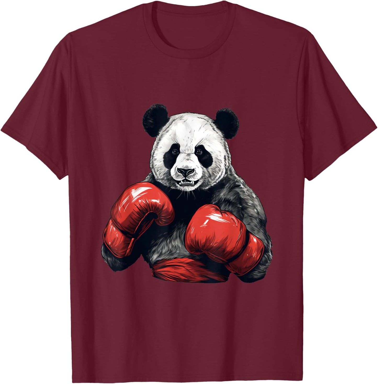 Panda Bear Wearing Boxing Gloves - Funny Boxing T-Shirt - T-Shirt | Maroon