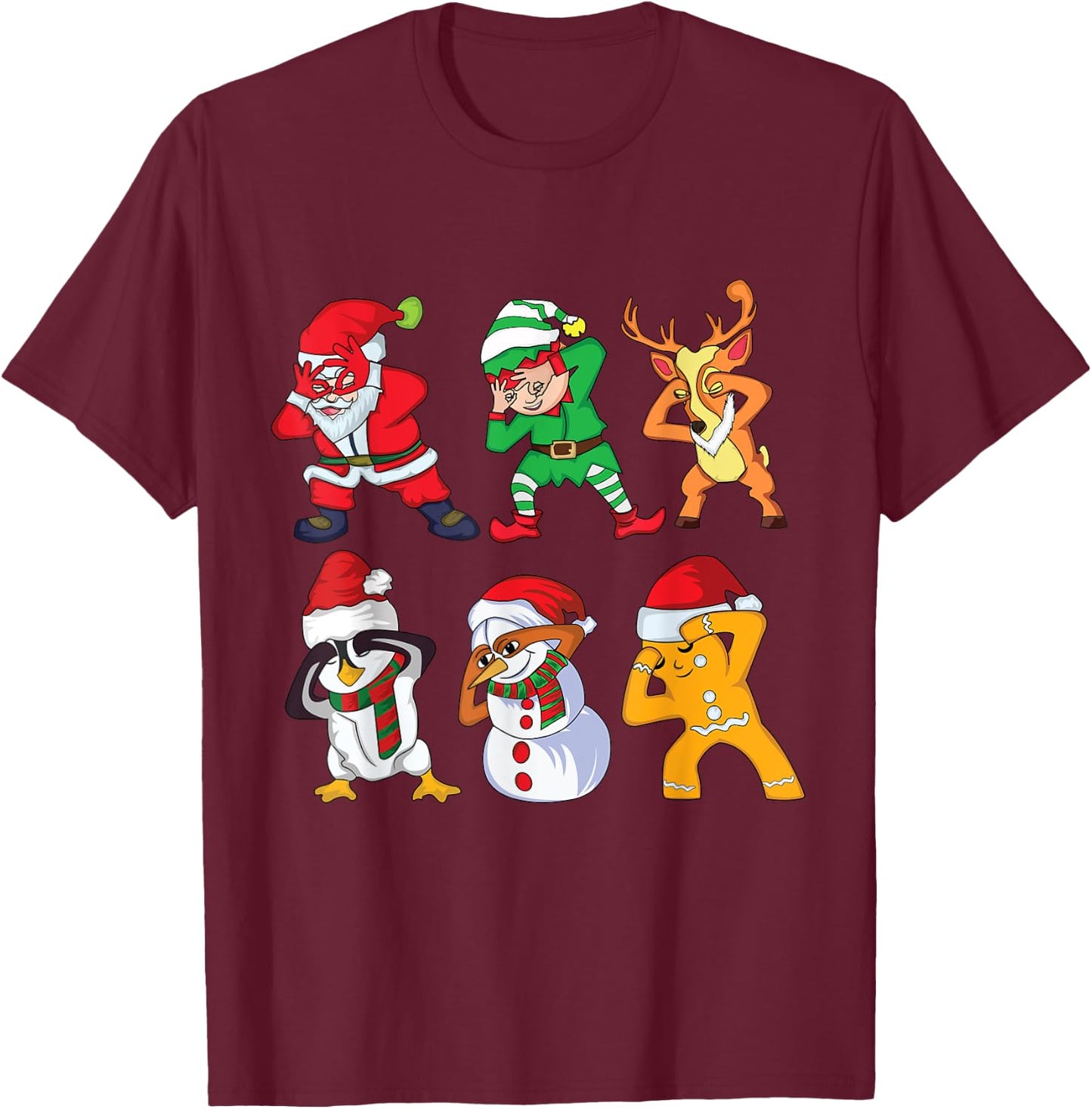 Christmas Santa Claus and Friends Griddy Dance T-Shirt - T-Shirt | Maroon