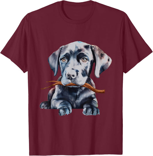 Black Labrador Fetching Stick - Pet Lover Puppy Dog Training T-Shirt - T-Shirt | Maroon