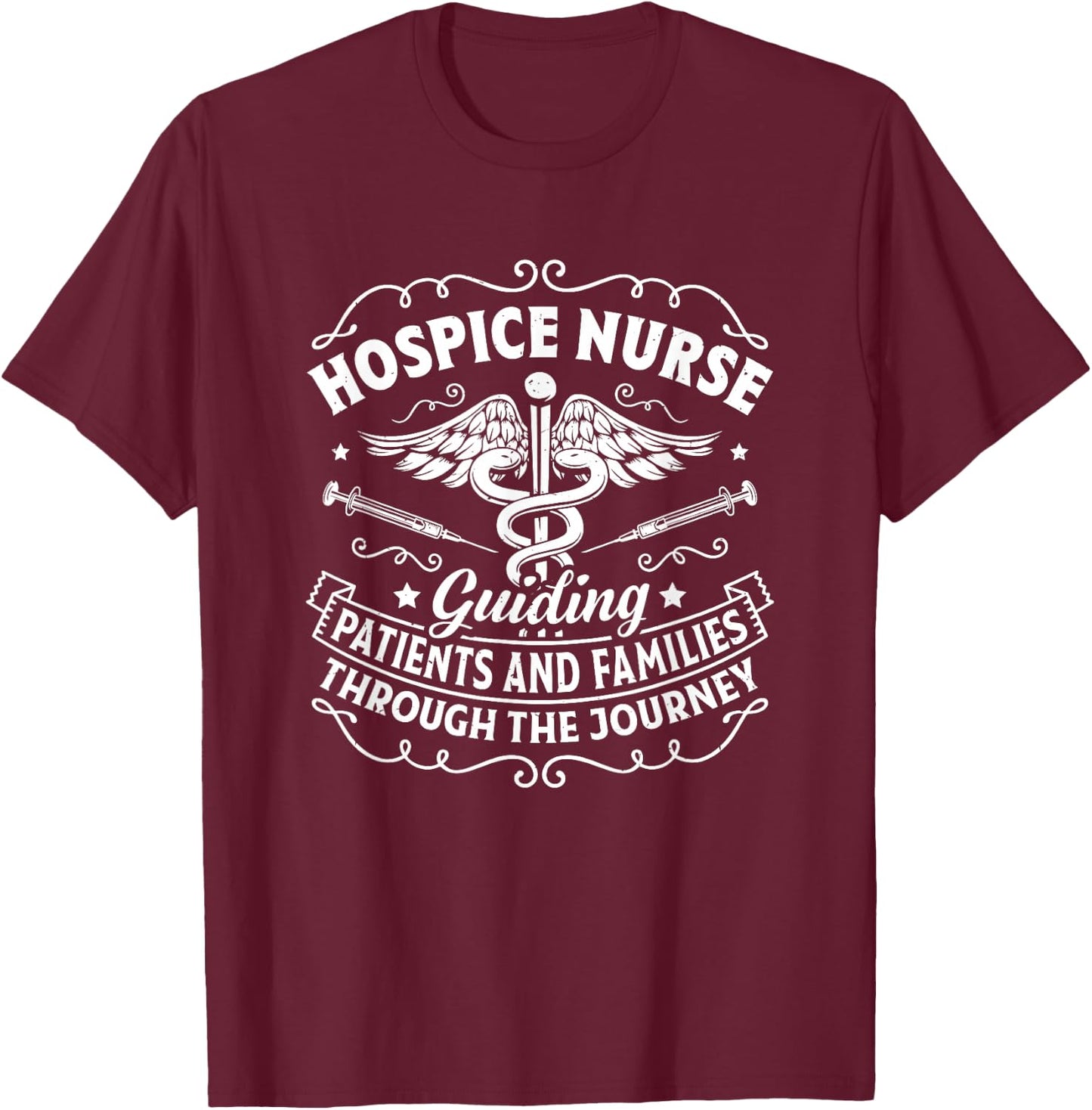 Medical Palliative Care Nurse Guiding Patients Hospice Nurse T-Shirt - T-Shirt | Maroon