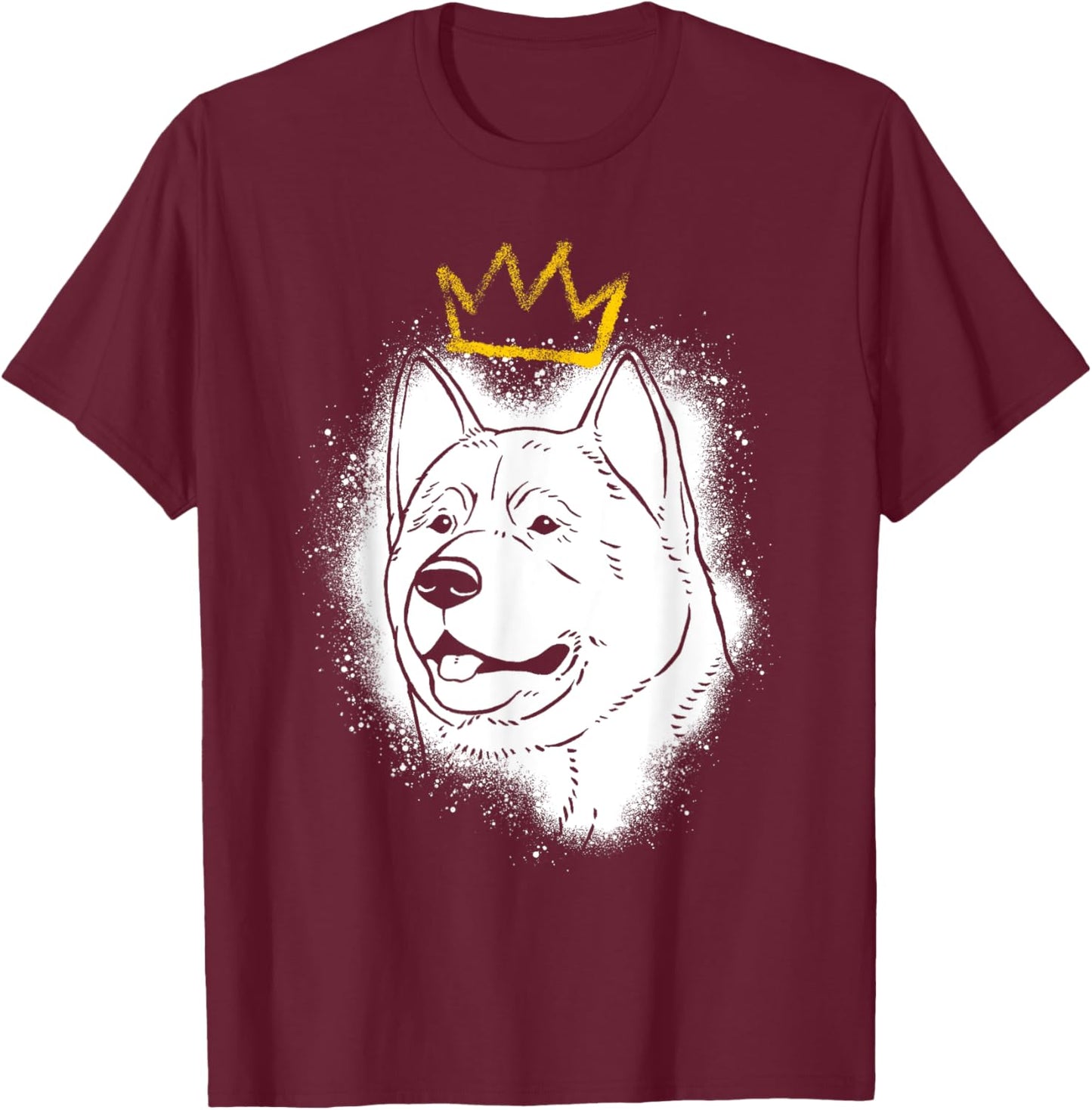 Akita with Crown T-Shirt - T-Shirt | Maroon