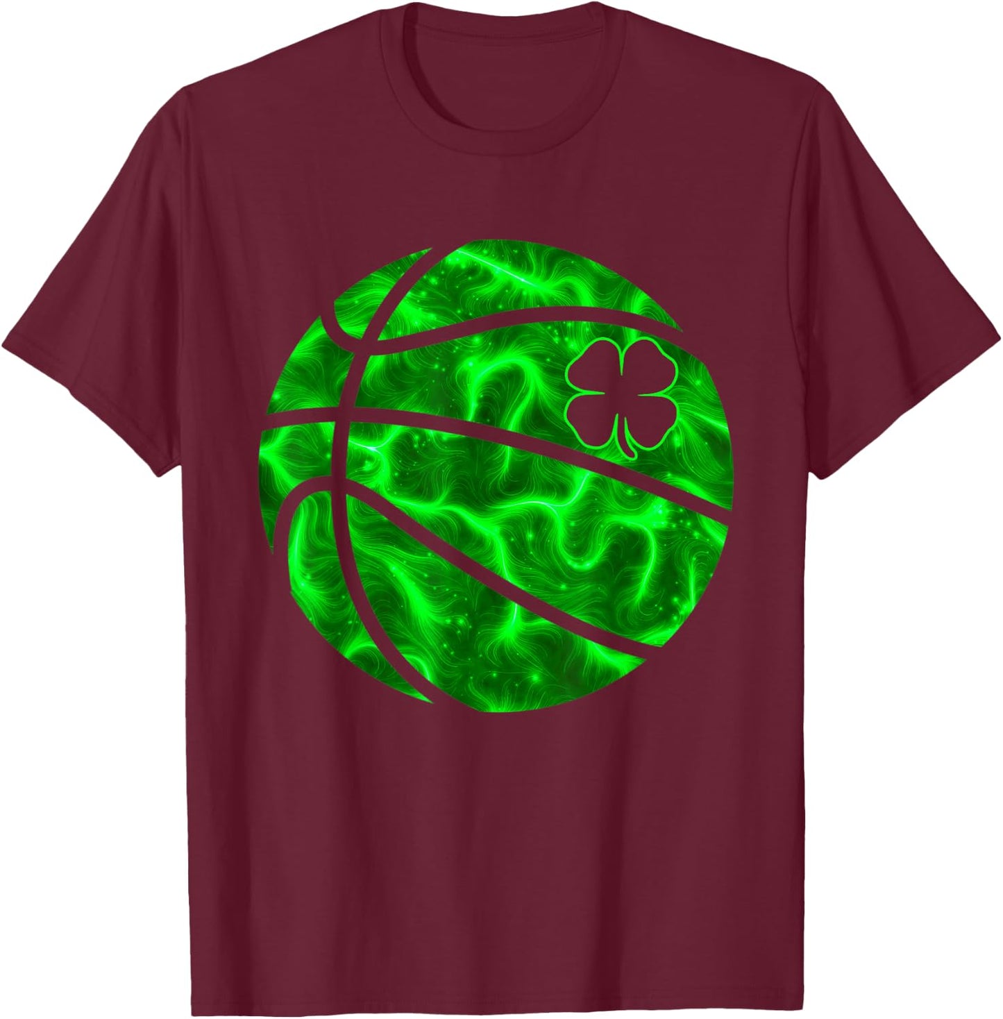 Basketball Shamrock Lucky Clover Irish St Patrick's Day Boys T-Shirt - T-Shirt | Maroon