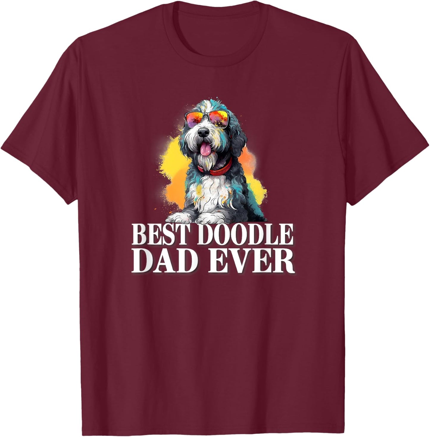 Cute Dog Lover Sunglasses Best Bernedoodle Dad Women Kids T-Shirt - T-Shirt | Maroon