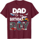 Dad Of The Birthday Boy Trains Cars Fire Trucks Airplane T-Shirt - T-Shirt | Maroon