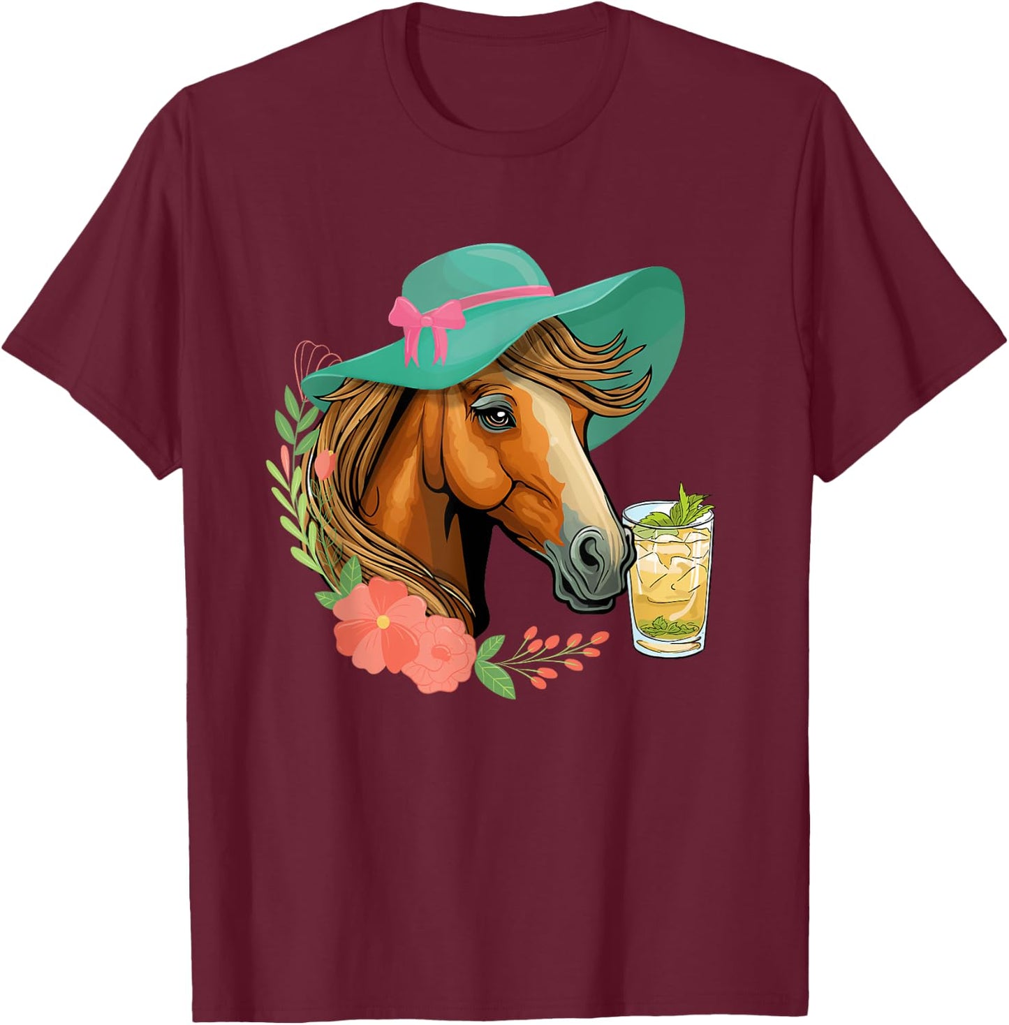 Horse Tea Party - Horses Horseman Equestrian Riding T-Shirt - T-Shirt | Maroon