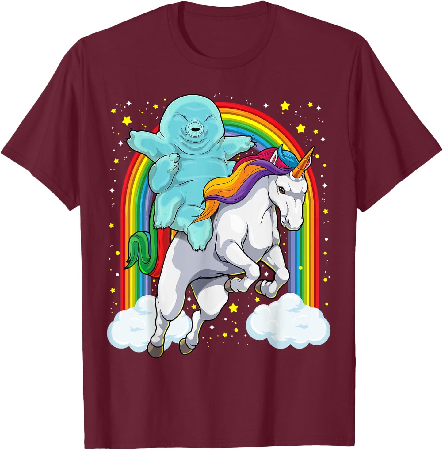Tardigrade Riding Unicorn Funny Magical Tardigrade Unicorn T-Shirt - T-Shirt | Maroon