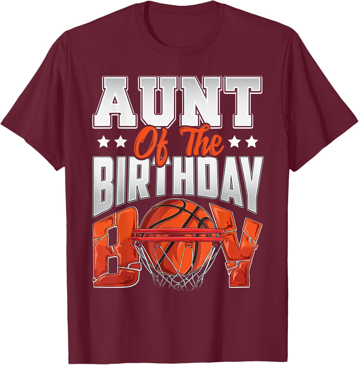 Aunt basketball birthday Boy Family Baller b-day Party T-Shirt - T-Shirt | Maroon