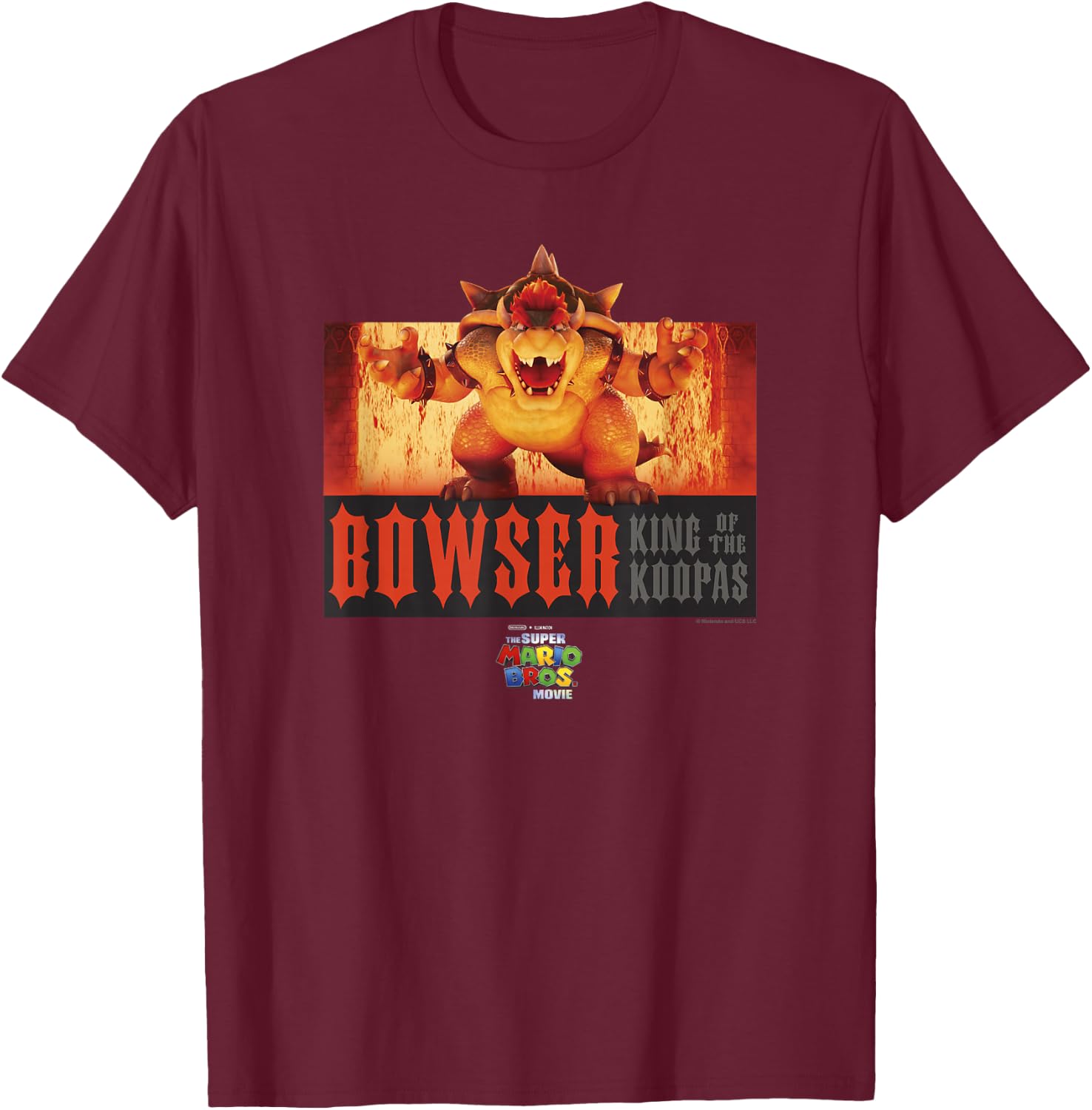 The Super Mario Bros. Movie Bowser Roaring Portrait T-Shirt - T-Shirt | Maroon