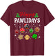 Happy Pawlidays Funny Christmas Dog Paw Xmas Dogs Lover Gift T-Shirt - T-Shirt | Maroon