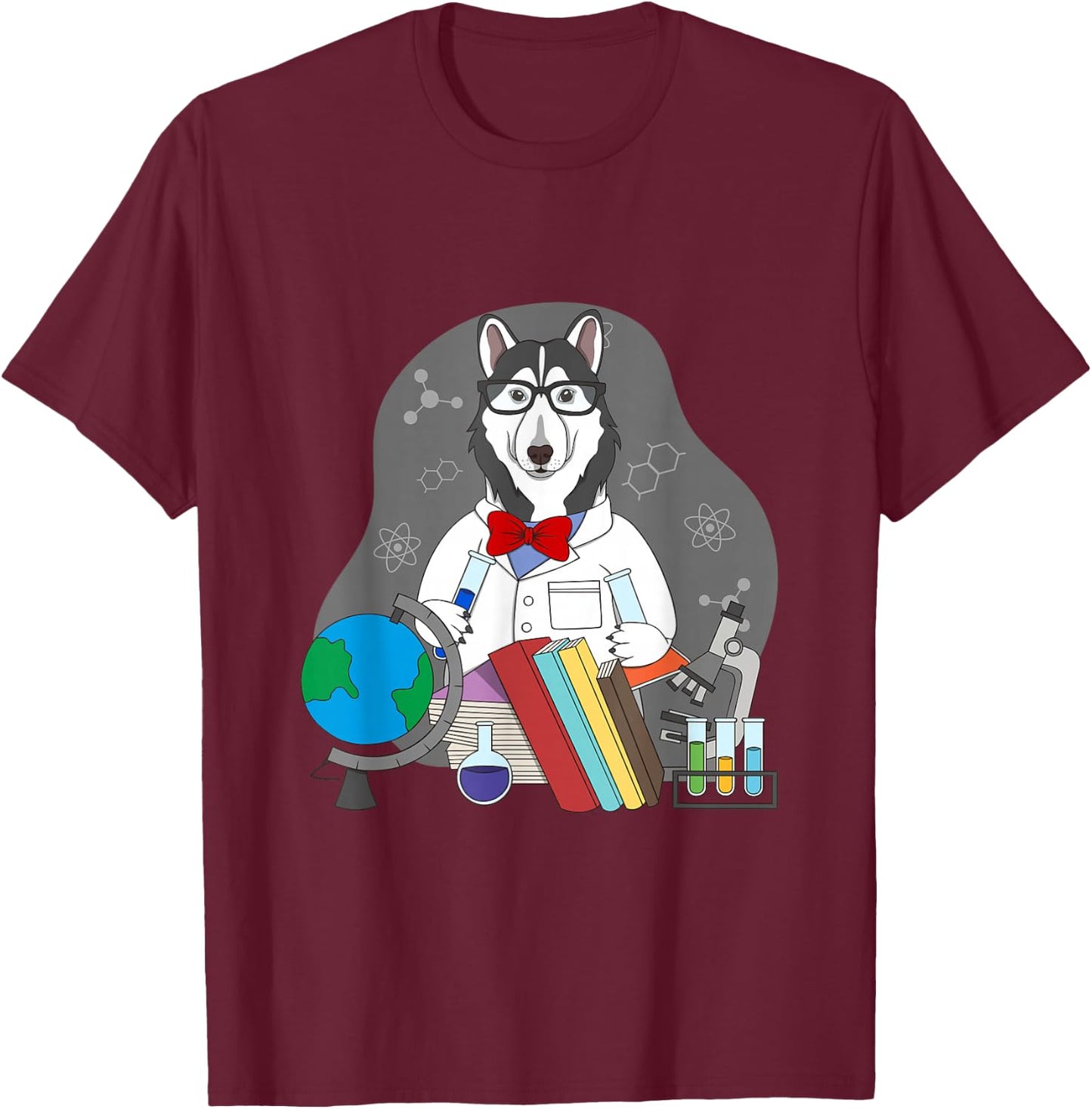Husky Lover and Scientist Teacher Design T-Shirt - T-Shirt | Maroon