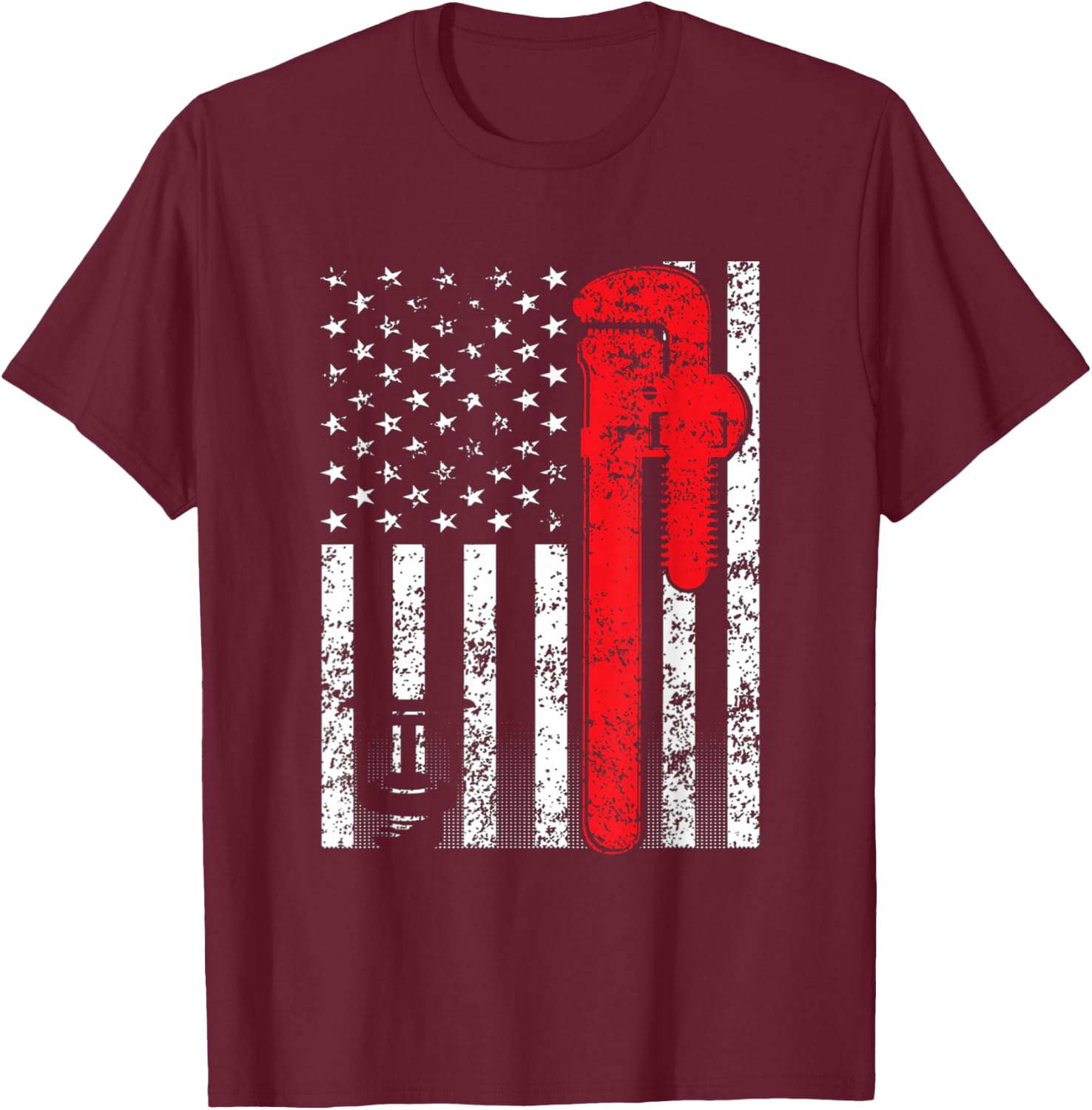 American Sprinkler Fitter -Adults Black Cotton Polyester Modern Lightweight Classic Fit Short Sleeve T-Shirt - T-Shirt | Maroon
