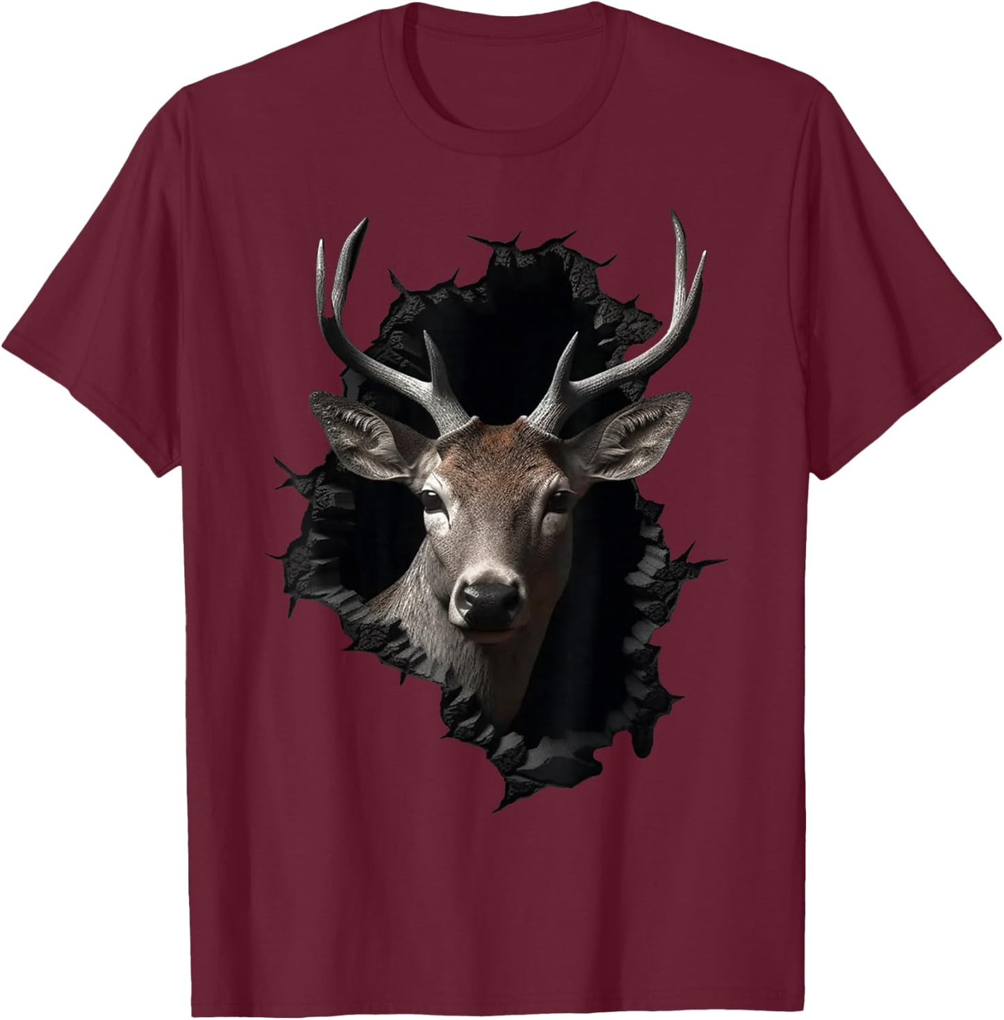 Deer Artwork Wall - Animal Deer T-Shirt - T-Shirt | Maroon
