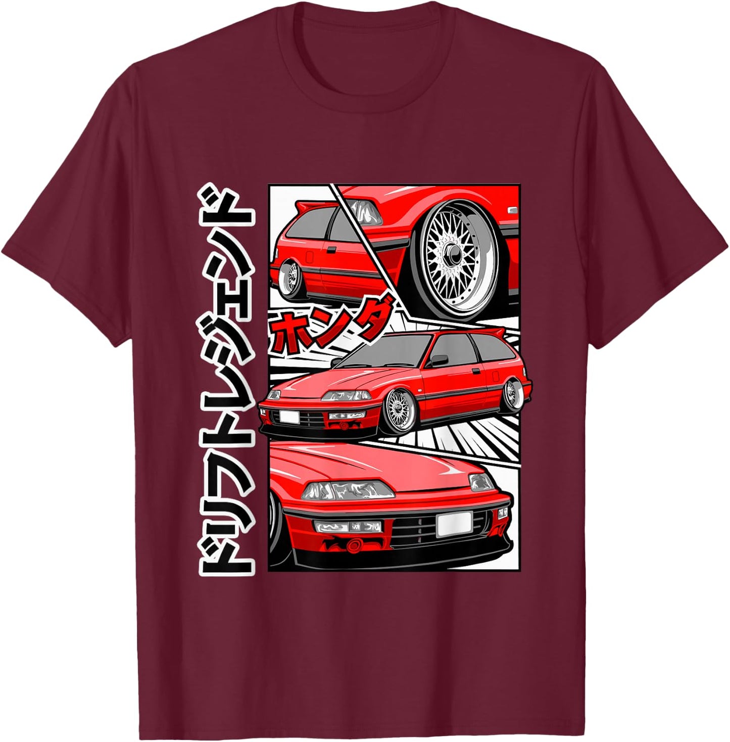 Japanese old-school JDM tuning car T-Shirt - T-Shirt | Maroon