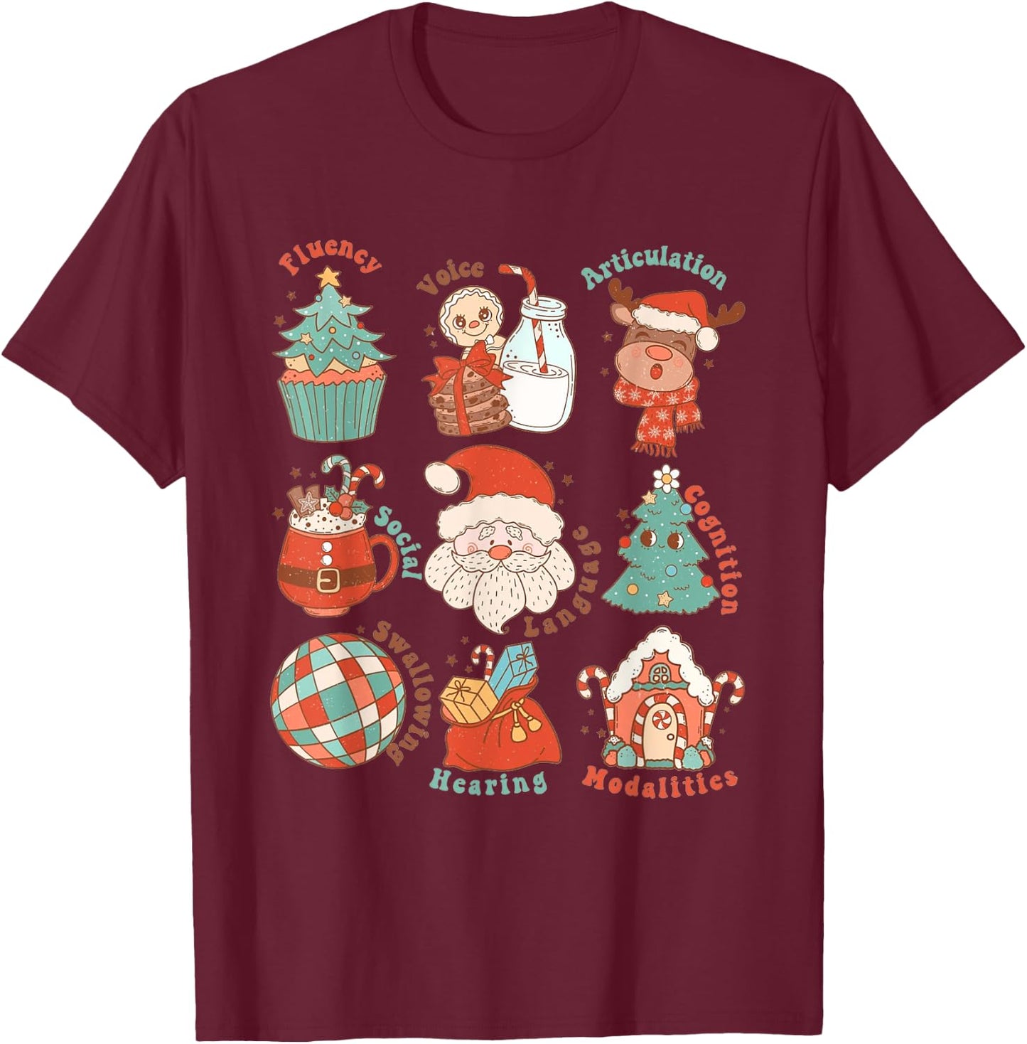 Speech Language Pathologist SLP Merry Christmas Cute T-Shirt - T-Shirt | Maroon