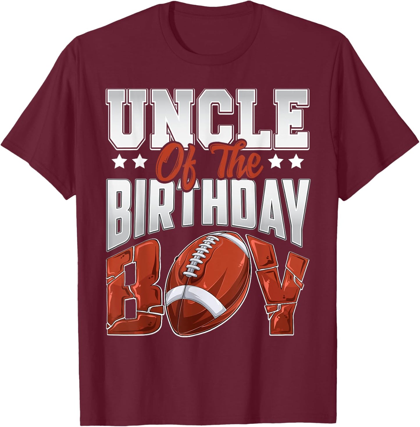 Uncle Football birthday Boy Family Baller b-day Party T-Shirt - T-Shirt | Maroon