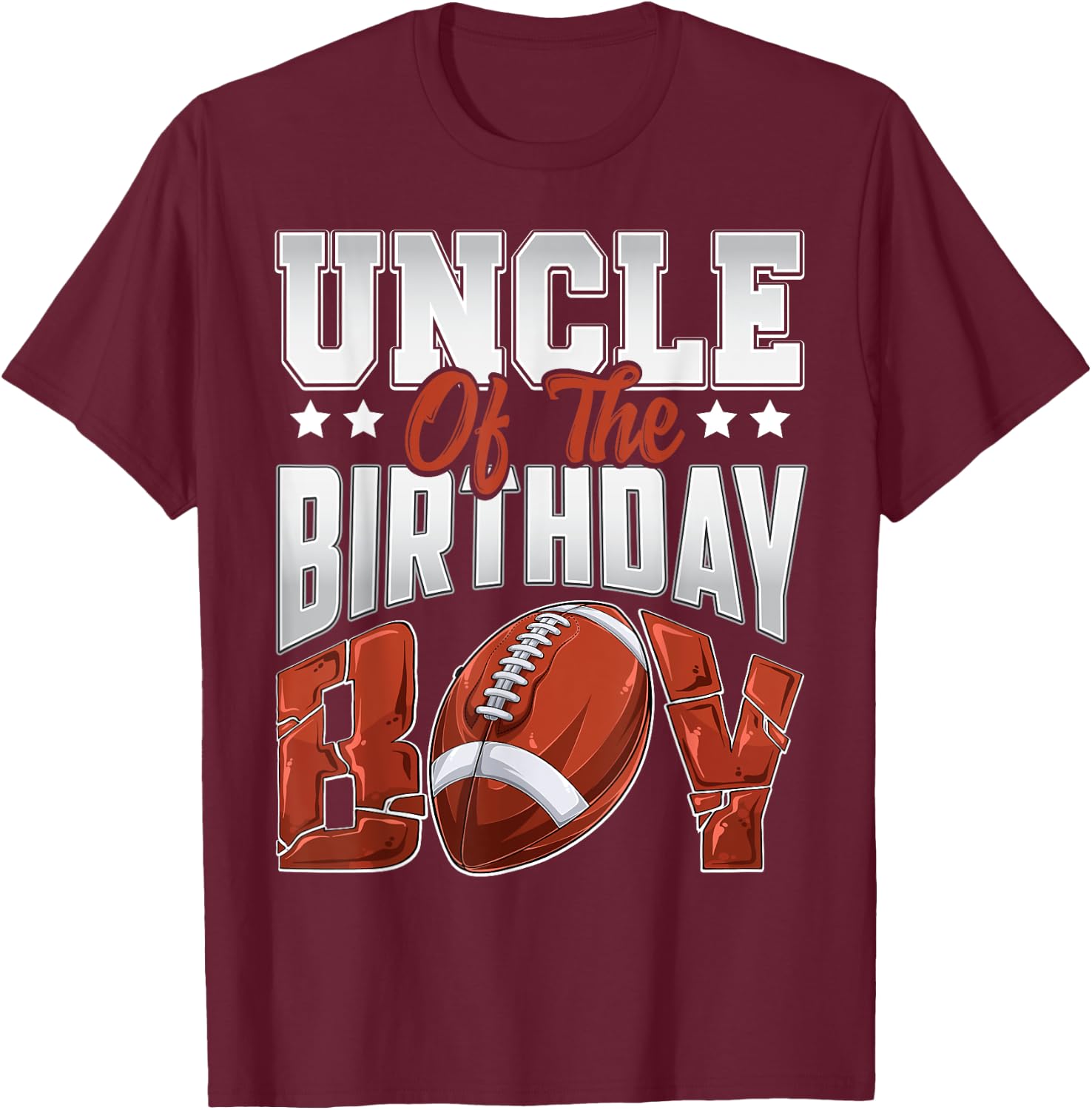 Uncle Football birthday Boy Family Baller b-day Party T-Shirt - T-Shirt | Maroon
