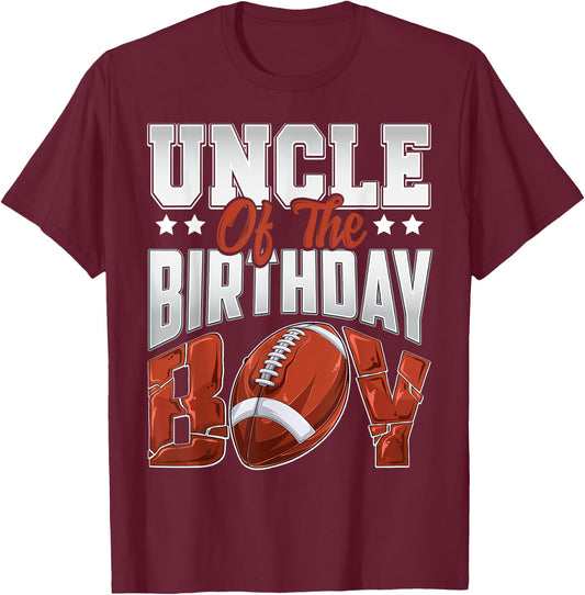 Uncle Football birthday Boy Family Baller b-day Party T-Shirt - T-Shirt | Maroon