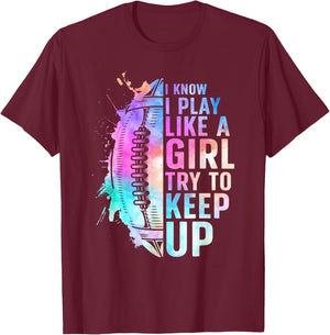 Cool Football Girls Football Player Coach Sports T-Shirt - T-Shirt | Maroon