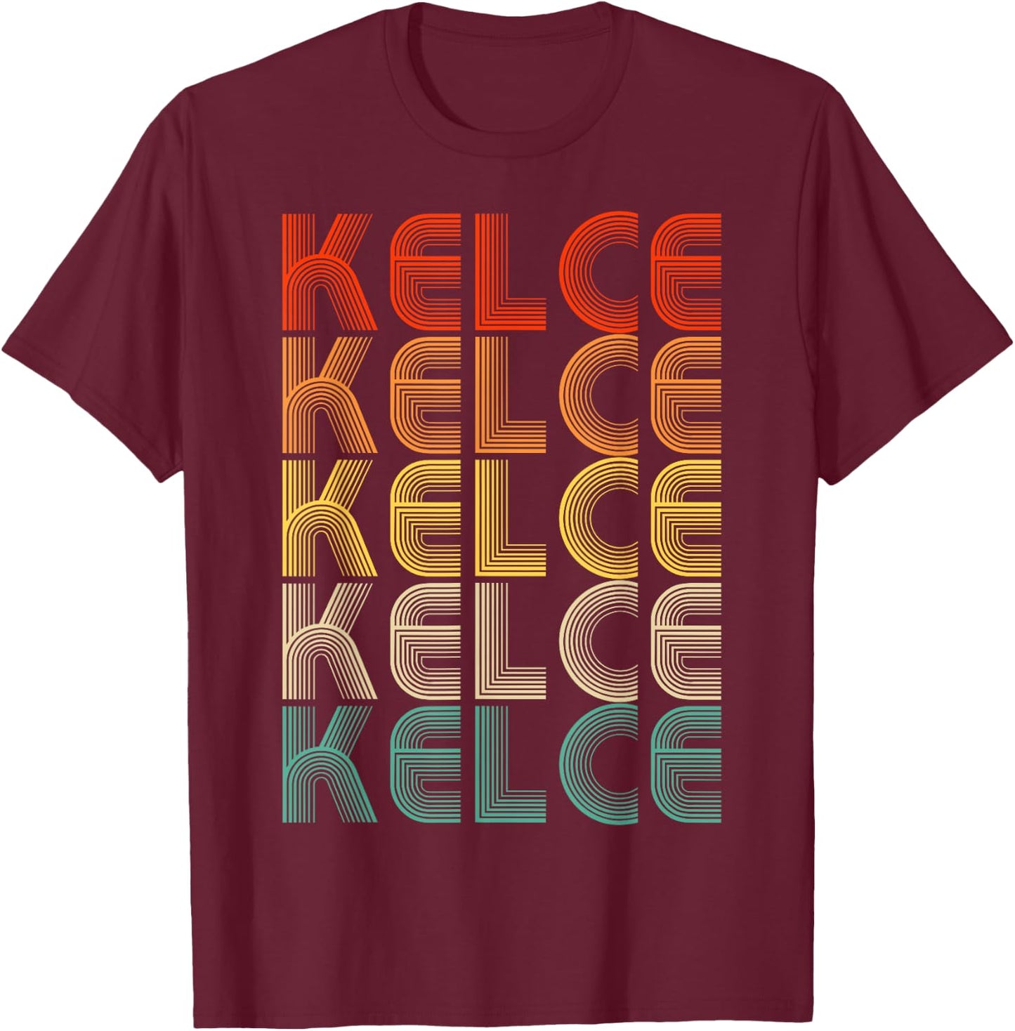 Kelce Name Personalized Vintage Retro Gifts Men Women Kids T-Shirt - T-Shirt | Maroon