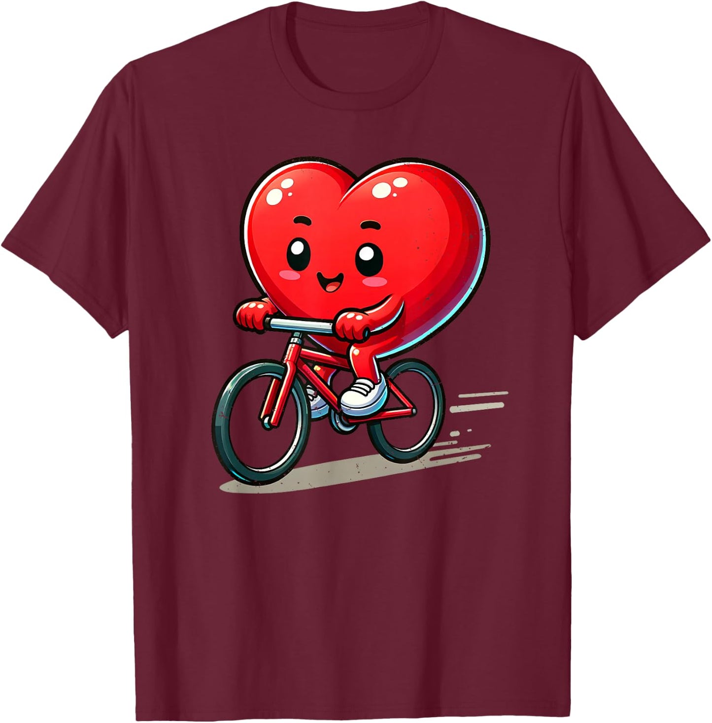 Biking Valentines Day Boy Funny Heart Bike Bicycle Lover Kid T-Shirt - T-Shirt | Maroon