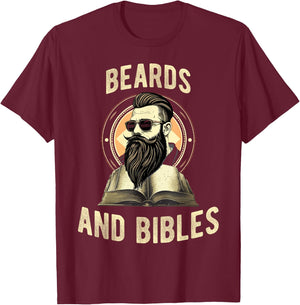Beards and Bibles Christian Man T-Shirt - T-Shirt | Maroon