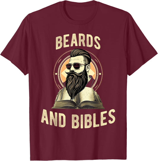 Beards and Bibles Christian Man T-Shirt - T-Shirt | Maroon
