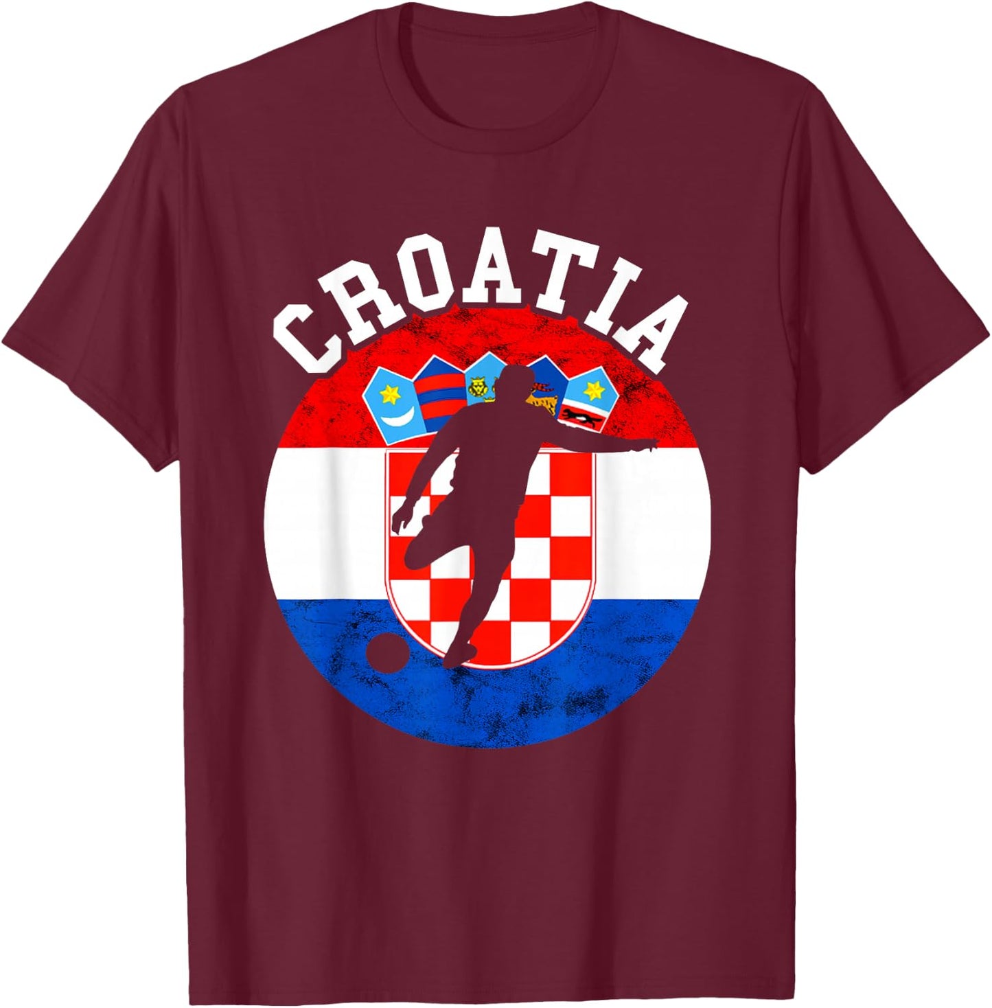 Croatia Croatian Football Croatian Flag Hrvatska Soccer Team T-Shirt - T-Shirt | Maroon