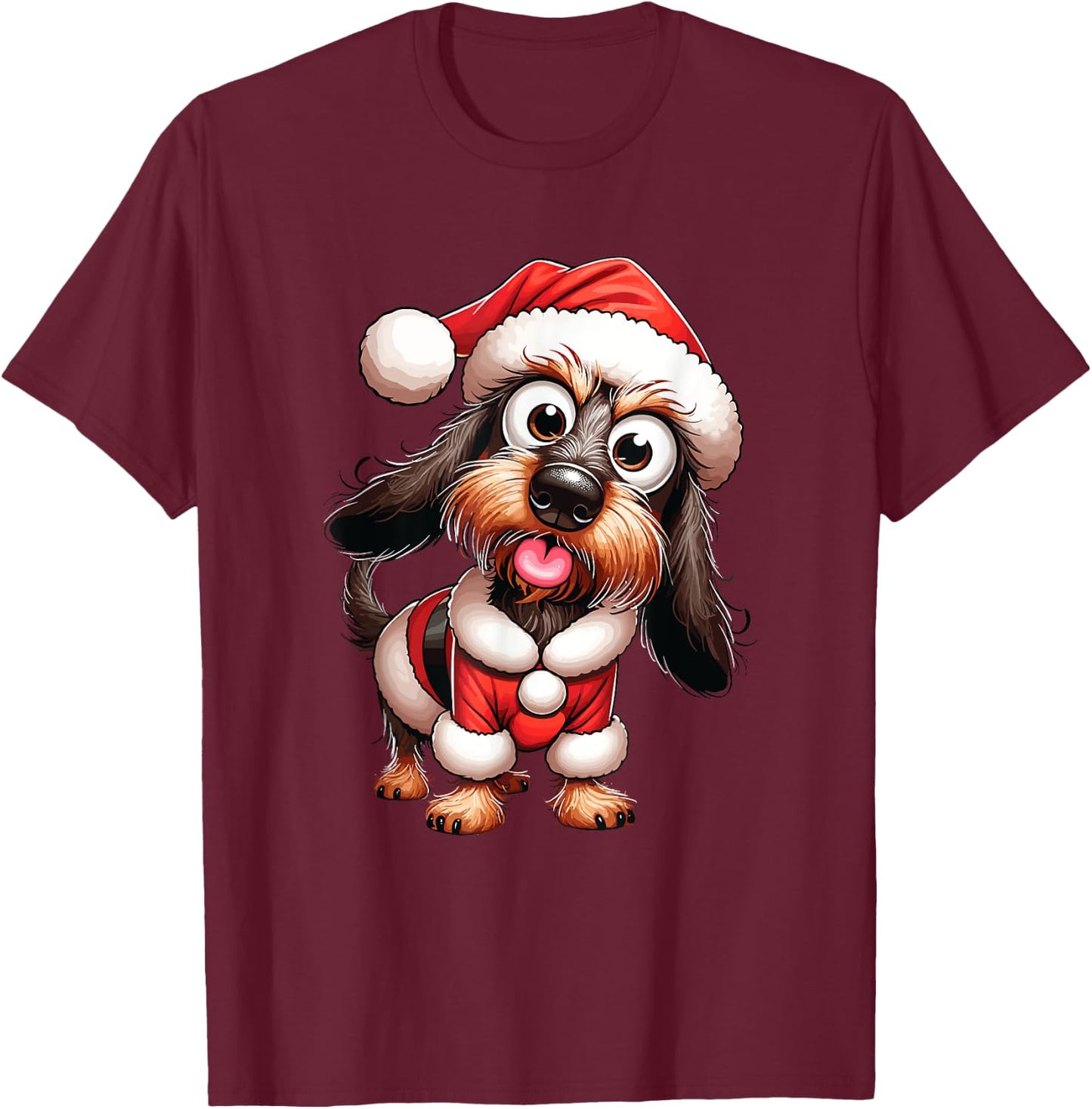 Wire-Haired Dachshund Christmas Xmas T-Shirt - T-Shirt | Maroon