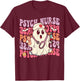 Retro Psych Nurse Groovy Halloween Psychiatric Nurse T-Shirt - T-Shirt | Maroon