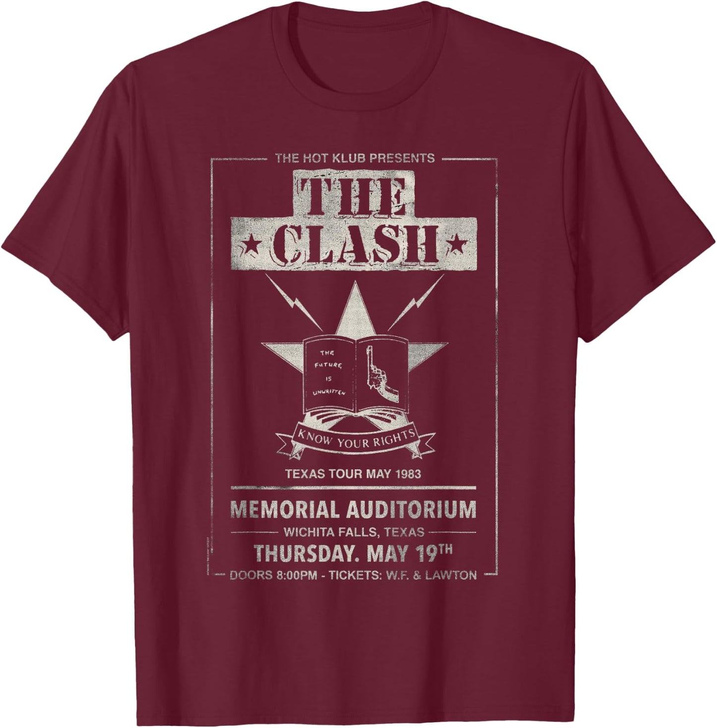 The Clash - Texas Tour 83' Wichita Falls T-Shirt - T-Shirt | Maroon